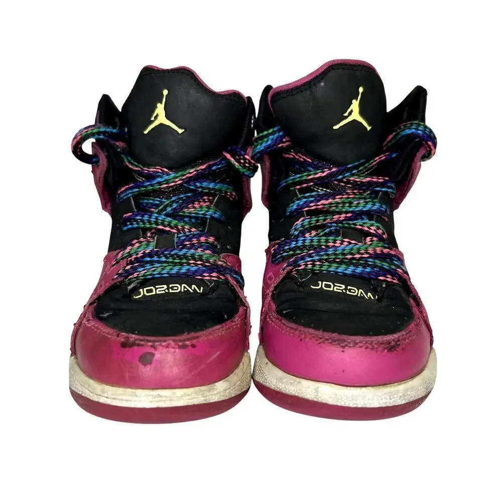Jordan Flight SC-1 Leather Sneakers Girls Size 13C Hot Pink/Black - Picture 2 of 13
